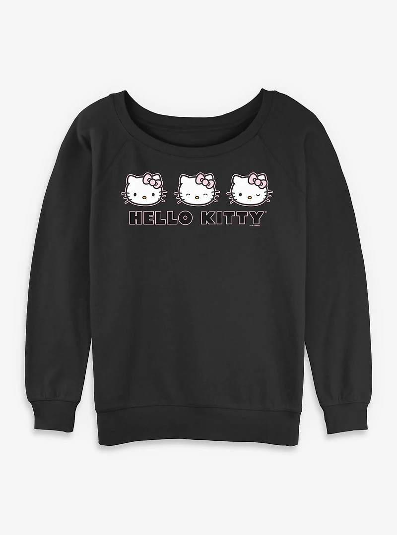 Sanrio Hello Kitty Expressions Womens Slouchy Sweatshirt