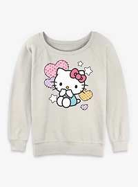 Sanrio Hello Kitty Patch Hearts Womens Slouchy Sweatshirt