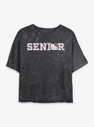Sanrio Hello Kitty Senior Mineral Wash Womens Crop T-Shirt