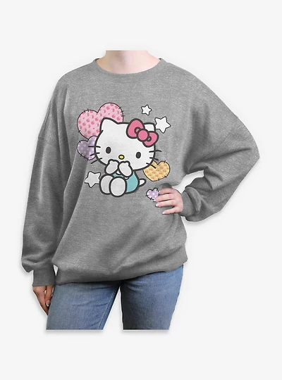 Sanrio Hello Kitty Patch Hearts Womens Oversized Sweatshirt