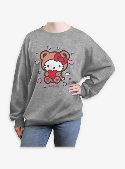 Sanrio Hello Kitty Valentine Bear Womens Oversized Sweatshirt