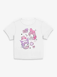 Sanrio Hello Kitty Sleepover Fun My Melody Kuromi Womens Baby Tee