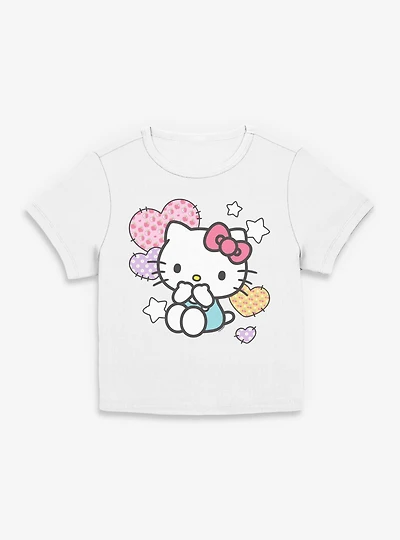 Sanrio Hello Kitty Patch Hearts Womens Baby Tee