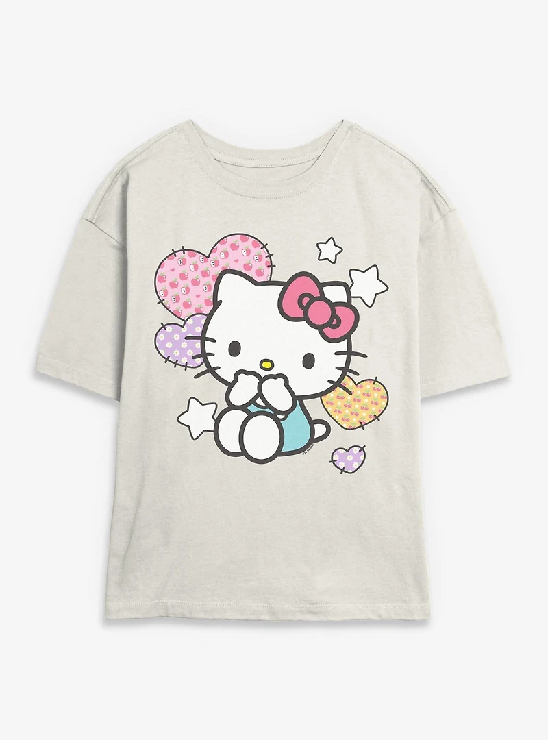 Sanrio Hello Kitty Patch Hearts Womens Skimmer Tee