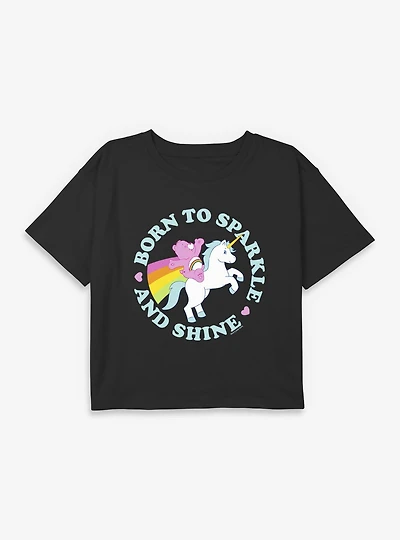 Care Bears Born To Sparkle And Shine Youth Girls Boxy Crop T-Shirt