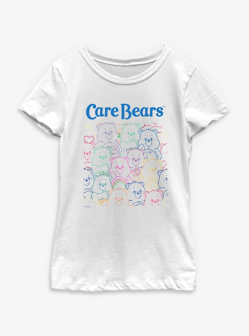 Care Bears Bear Outlines Youth Girls T-Shirt