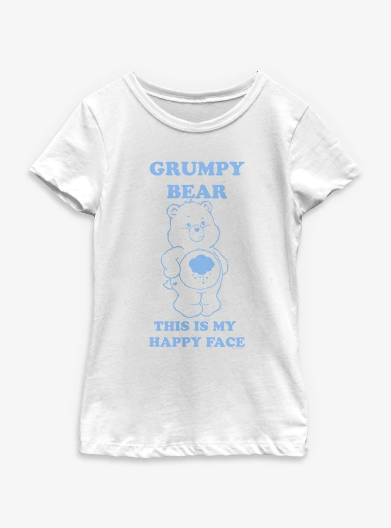 Care Bears Grumpy Bear Happy Face Youth Girls T-Shirt