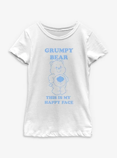 Care Bears Grumpy Bear Happy Face Youth Girls T-Shirt