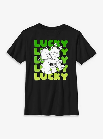 Care Bears Lucky Text Stack Youth T-Shirt