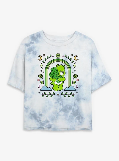 Care Bears Green Rainbow Arch Tie Dye Crop Womens T-Shirt