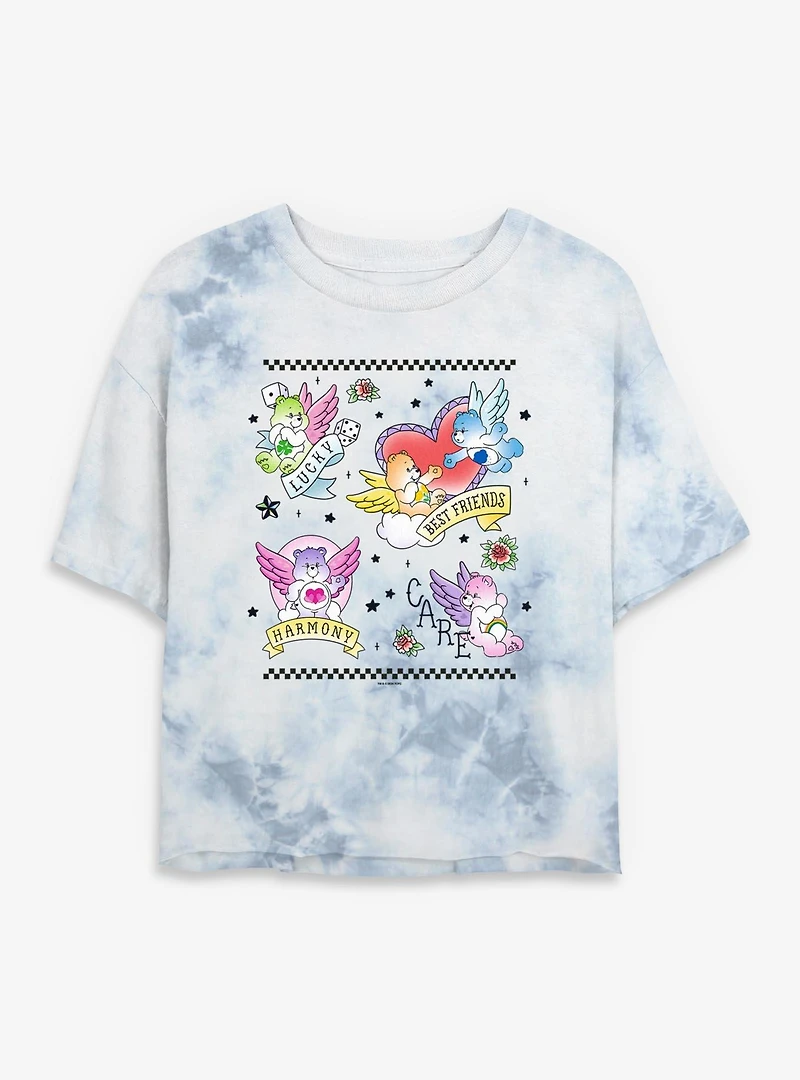 Care Bears Flash Sheet Tie Dye Crop Womens T-Shirt