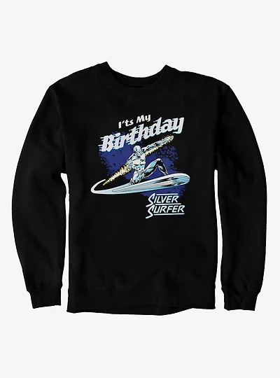 Marvel Comics Retro Its My Birthday Silver Surfer Sweatshirt