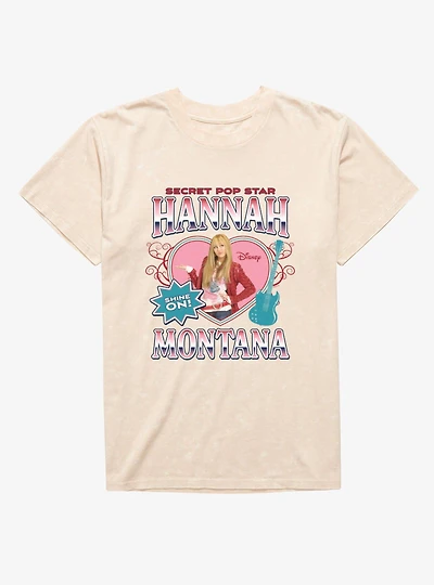 Disney Hannah Montana Secret Pop Heart Guitar Mineral Wash T-Shirt