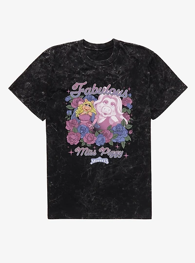 Disney The Muppets Fabulous Miss Piggy Flower Bouquet Mineral Wash T-Shirt