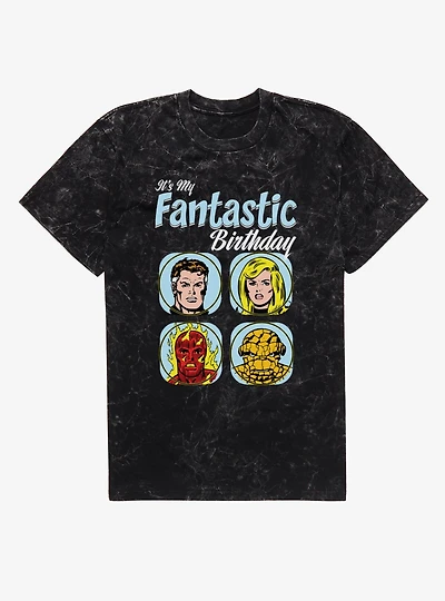 Marvel Comics Retro Fantastic Four It's My Birthday Mineral Wash T-Shirt