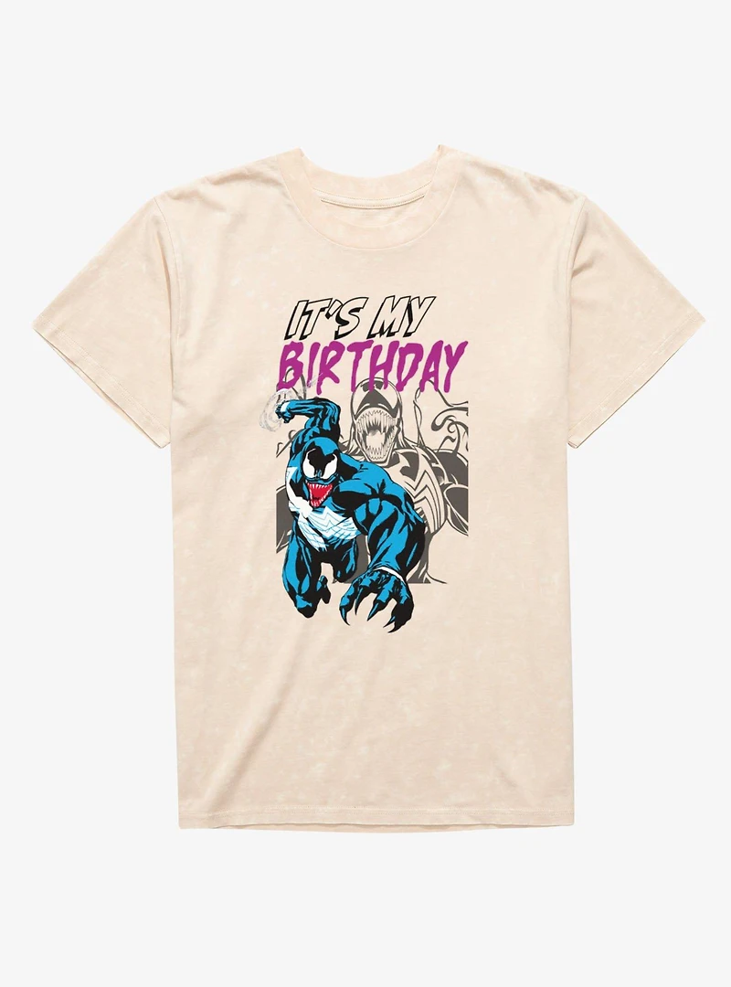 Marvel Comics Retro Venom Its My Birthday Mineral Wash T-Shirt