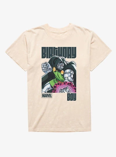 Marvel Comics Retro Dr Doom Reach Birthday Boy Mineral Wash T-Shirt