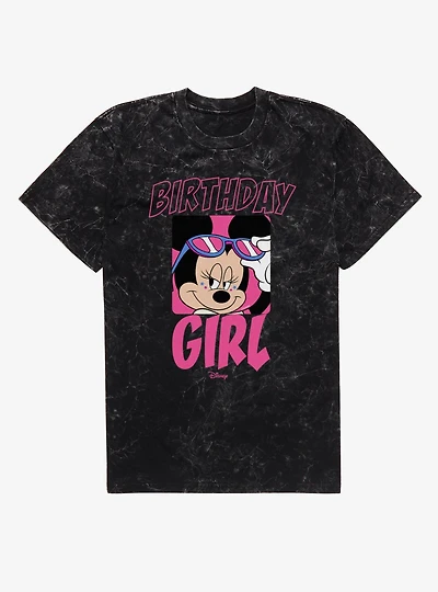 Disney Minnie Mouse Birthday Sunglasses Girl Mineral Wash T-Shirt
