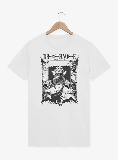 Death Note Light And Ryuk Logo Black & White T-Shirt