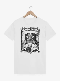 Death Note Light And Ryuk Logo Black & White T-Shirt