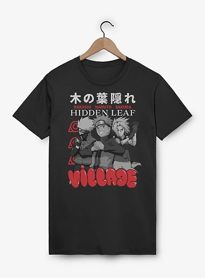 Naruto Shippuden Hidden Leaf Village Kakashi Sakura Bubble Text T-Shirt