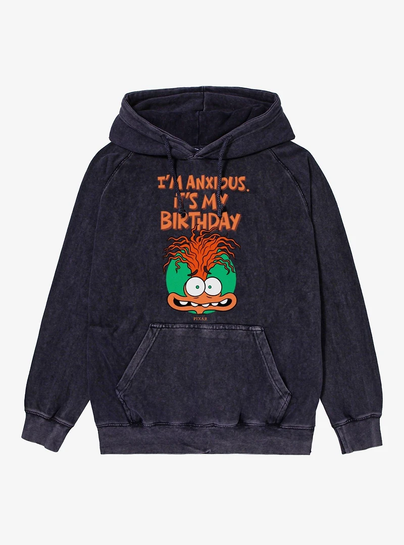 Disney Pixar Inside Out I'm Anxious It's My Birthday Vintage Mineral Washed Hoodie