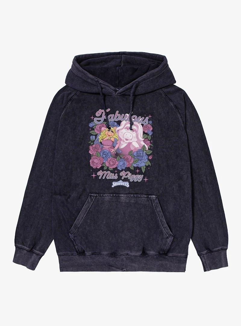 Disney The Muppets Fabulous Miss Piggy Flower Bouquet Vintage Mineral Washed Hoodie