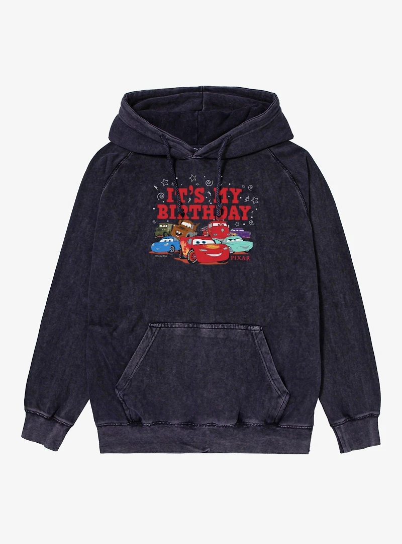 Disney Pixar Cars It's My Birthday Car Lot Group Vintage Mineral Washed Hoodie