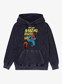 Marvel Comics Retro Spiderman It?s My Amazing Birthday Vintage Mineral Washed Hoodie
