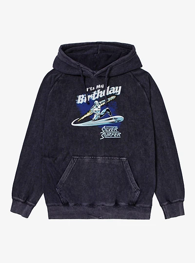 Marvel Comics Retro Its My Birthday Silver Surfer Vintage Mineral Washed Hoodie