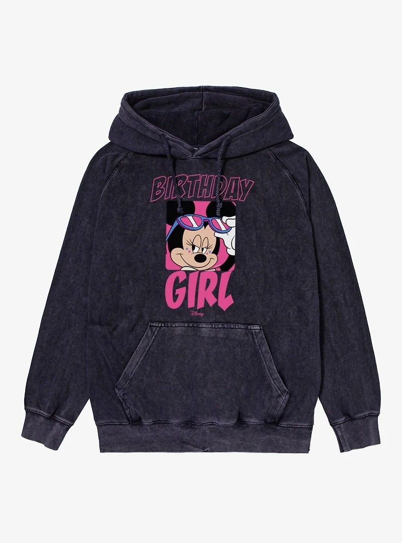 Disney Minnie Mouse Birthday Sunglasses Girl Vintage Mineral Washed Hoodie