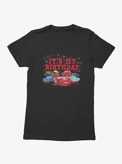 Disney Pixar Cars It's My Birthday Car Lot Group Womens T-Shirt