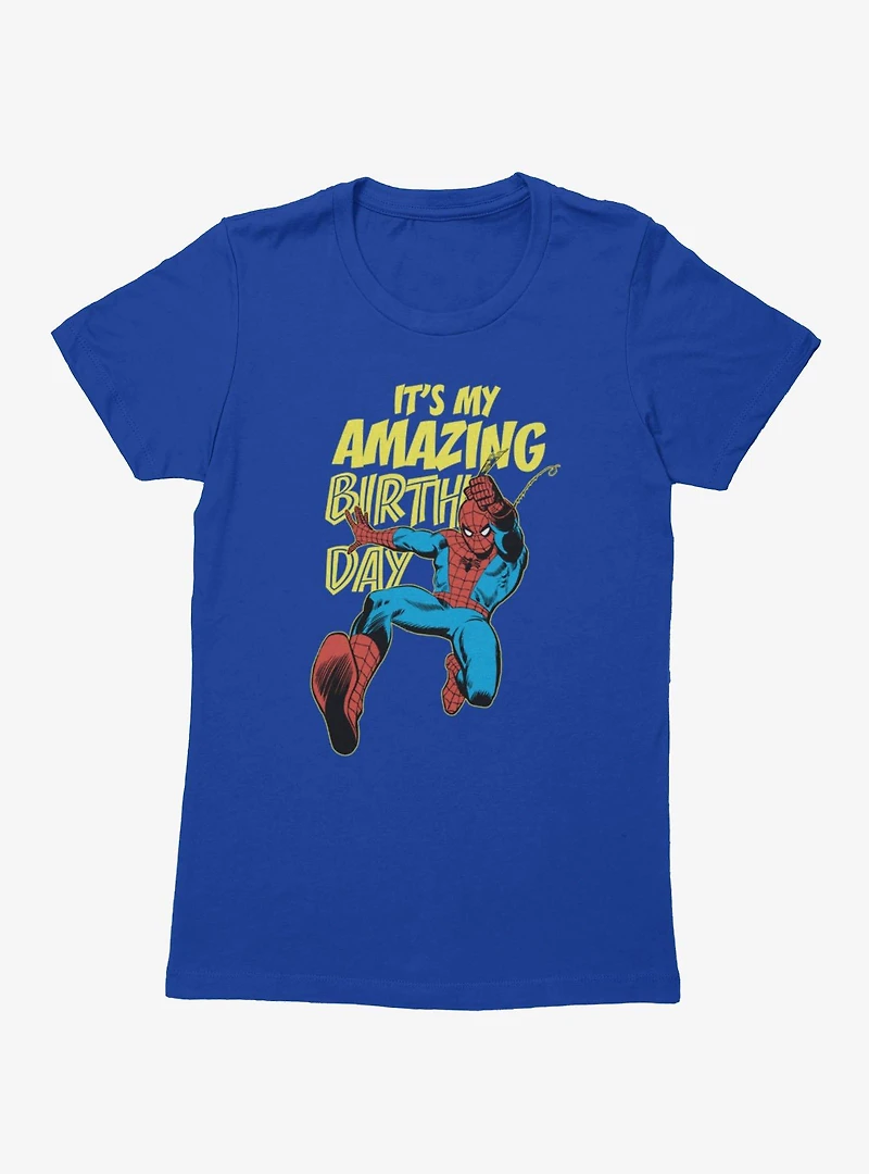 Marvel Comics Retro Spiderman It?s My Amazing Birthday Womens T-Shirt