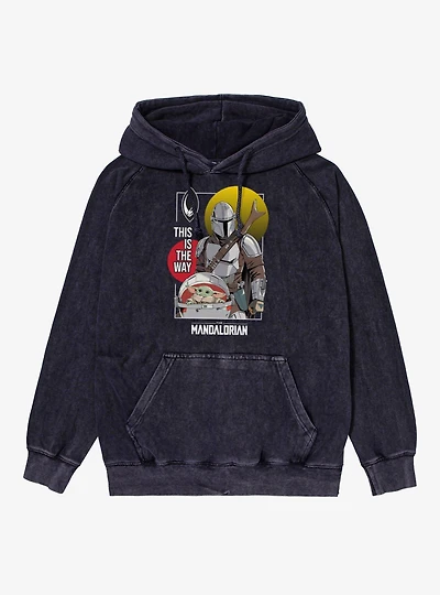 Star Wars The Mandalorian This Way Double Sun Mando Grogu Mineral Wash Hoodie