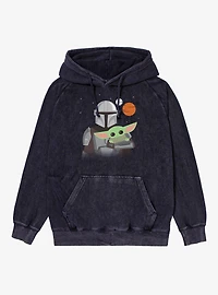 Star Wars The Mandalorian Mando Holding Grogu Mineral Wash Hoodie