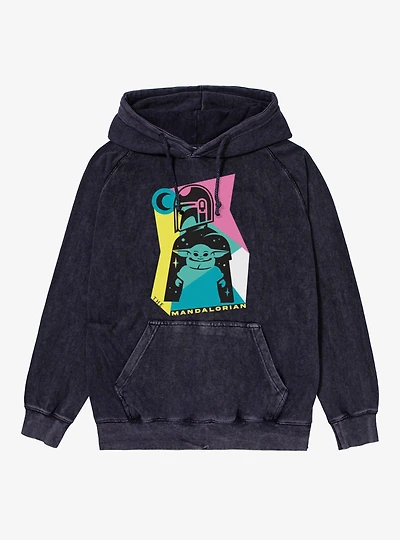 Star Wars The Mandalorian Geometric Color Silhouettes Mineral Wash Hoodie