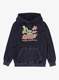 Star Wars The Mandalorian Grogu Choose Kindness Flowers Mineral Wash Hoodie