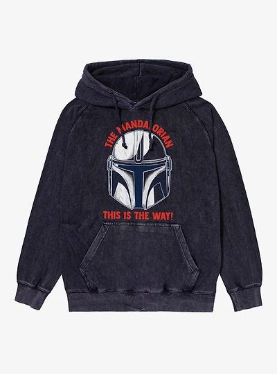 Star Wars The Mandalorian This Is Way Helmet Sketch Mineral Wash Hoodie