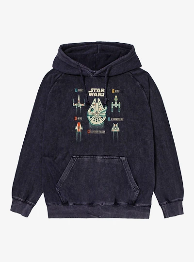 Star Wars Ship Cartoons T 47 Snowspeeder Mineral Wash Hoodie