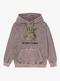Star Wars The Mandalorian Force Is Strong Dirty Grogu Sketch Mineral Wash Hoodie