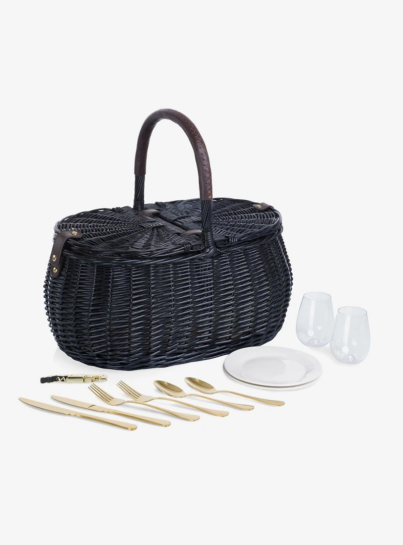 Black Evening Picnic Basket with Service for Two