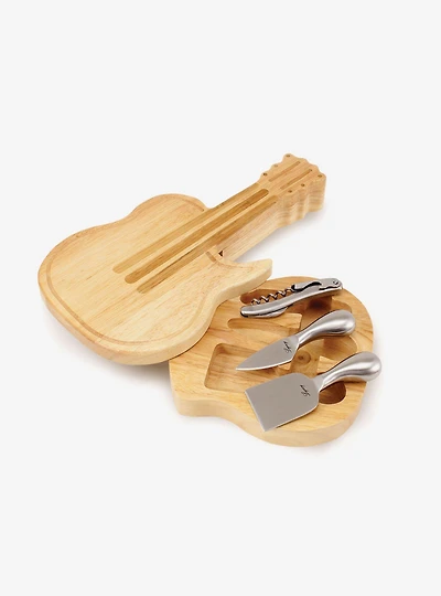 Guitar Bamboo Cheese Cutting Board & Tools Set