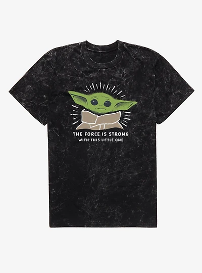Star Wars The Mandalorian Force Is Strong Little One Burst Mineral Wash T-Shirt