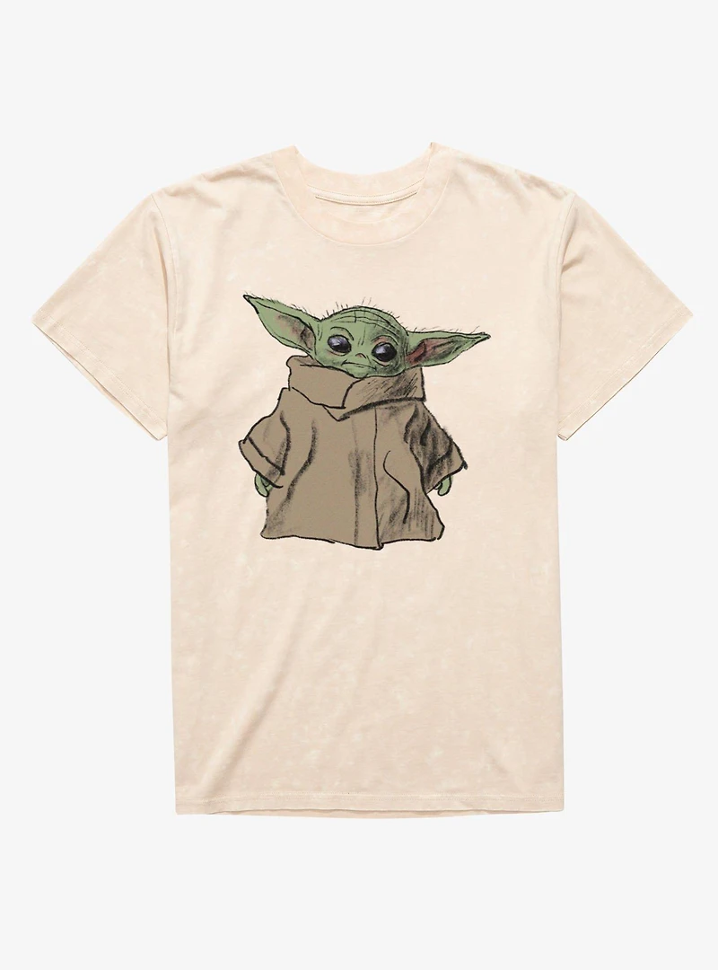 Star Wars The Mandalorian Dirty Grogu Sketch Mineral Wash T-Shirt