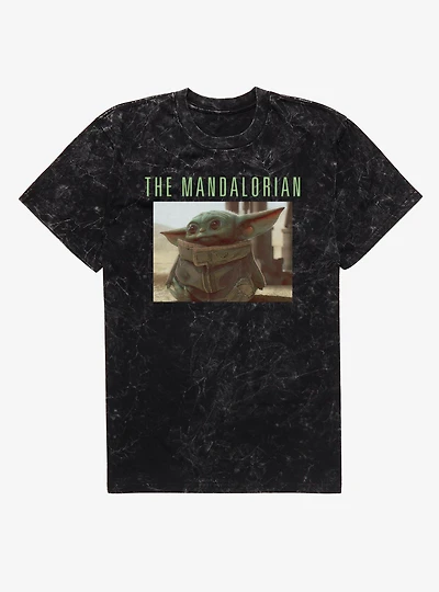 Star Wars The Mandalorian Grogu Close Up Mineral Wash T-Shirt