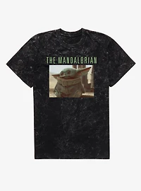 Star Wars The Mandalorian Grogu Close Up Mineral Wash T-Shirt