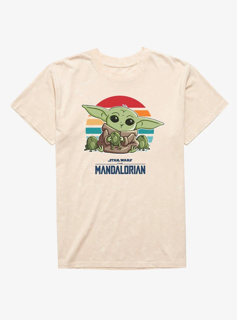 Star Wars The Mandalorian Grogu And Frogs Mineral Wash T-Shirt