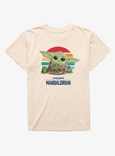 Star Wars The Mandalorian Grogu And Frogs Mineral Wash T-Shirt