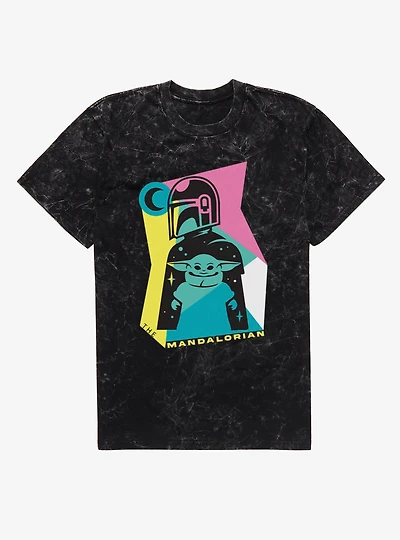 Star Wars The Mandalorian Geometric Color Silhouettes Mineral Wash T-Shirt
