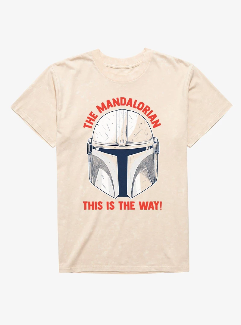 Star Wars The Mandalorian This Is Way Helmet Sketch Mineral Wash T-Shirt